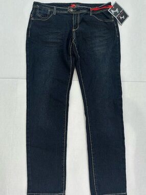 Eighty Eight Dark Indigo Jeans with Contrast Gold Stitching